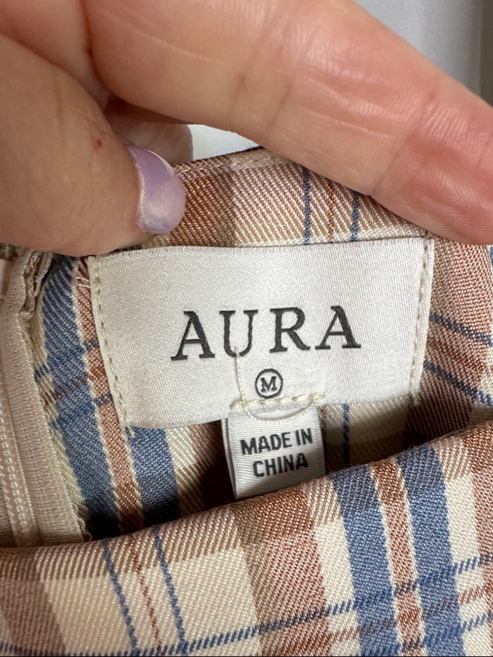 Aura Plaid Tiered Maxi Dress in Beige and Blue - Picture 2 of 5